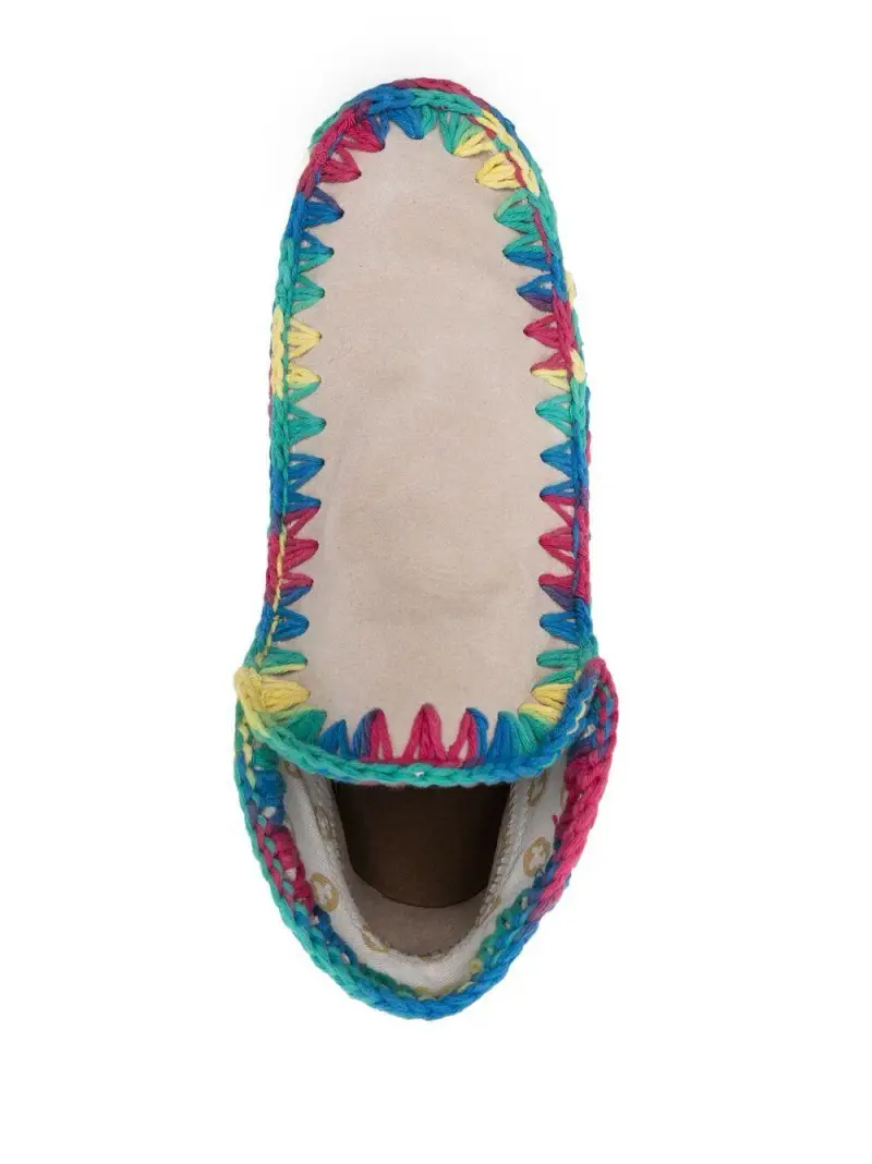 Sneakers gesso con cuciture all'uncinetto multicolor miniatura 3