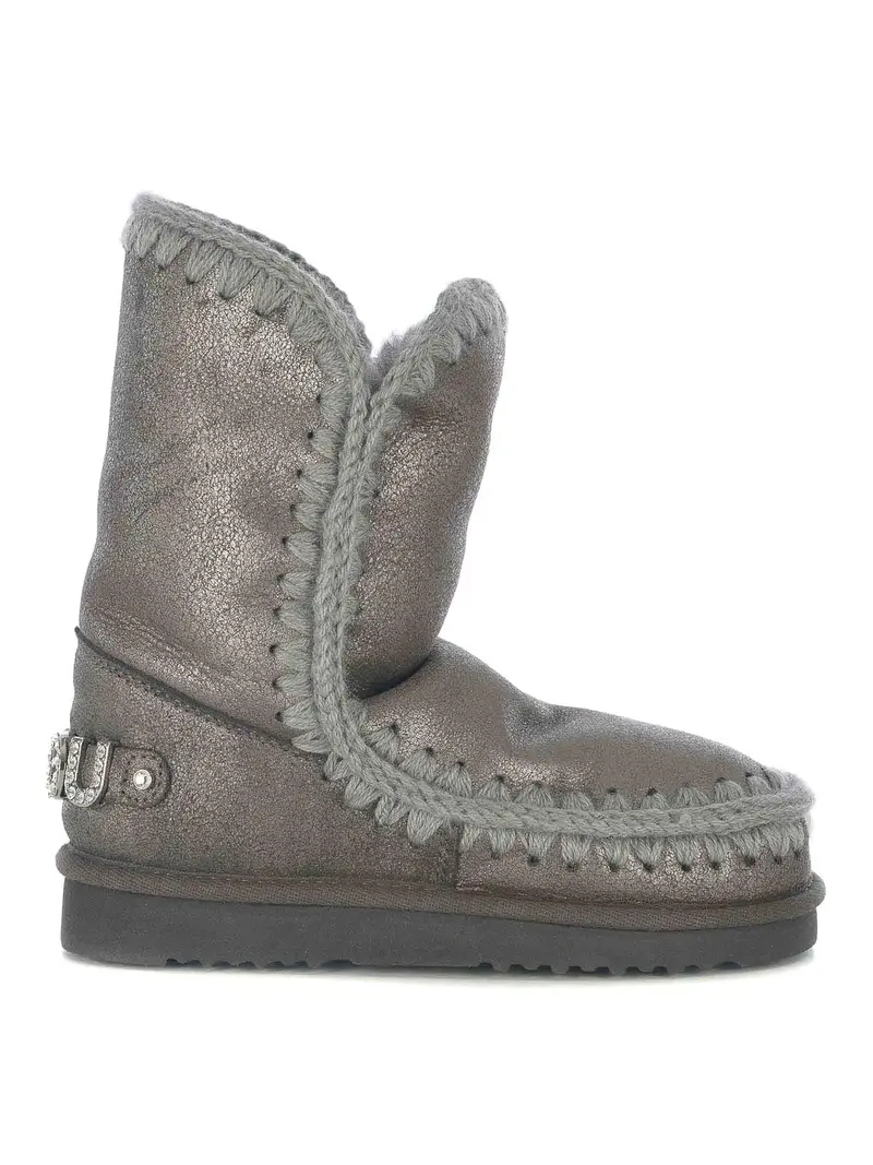 Stivali Realizzati In Vera Pelle Grigio