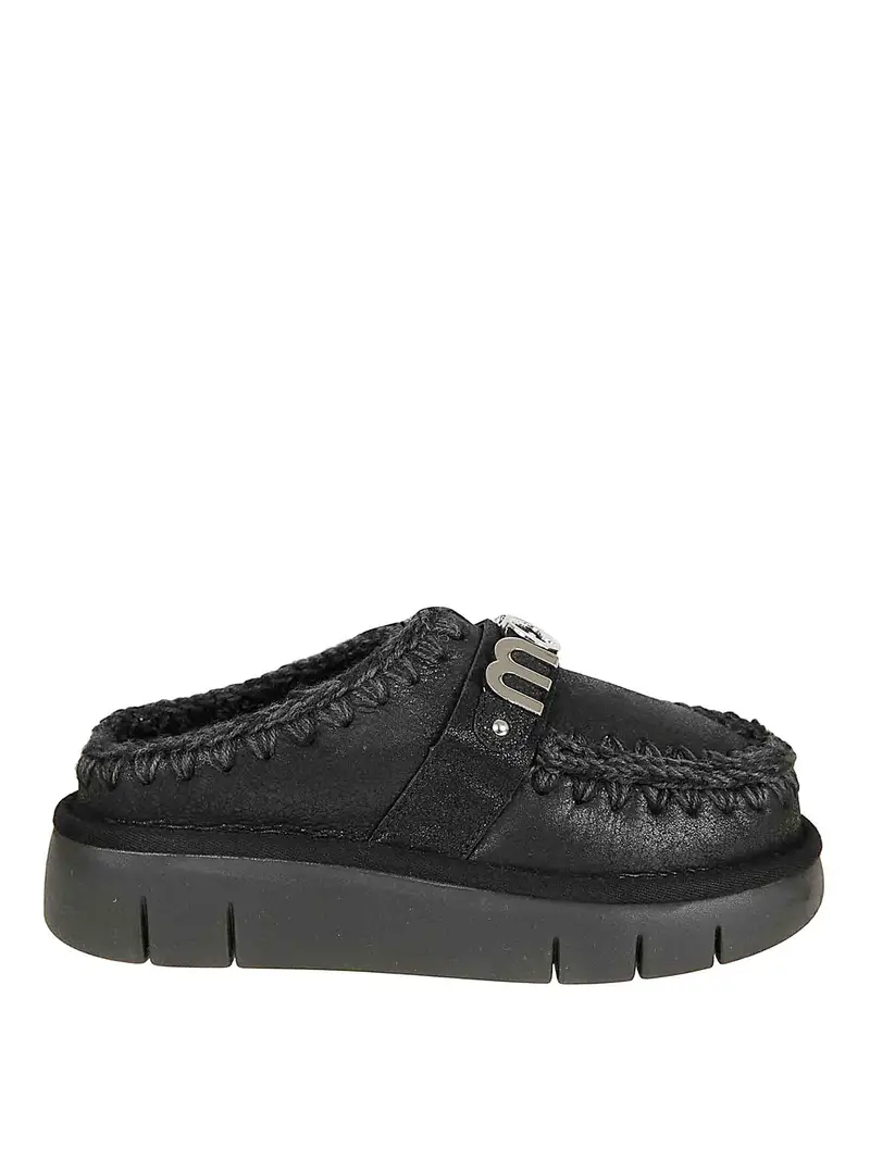 Zoccolo Bounce in pelle speciale Nero