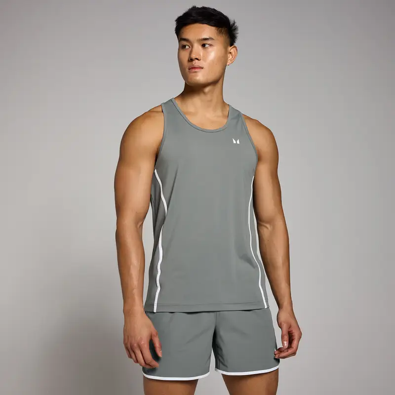 Canotta a spalline sottili MP Tempo Binding da uomo - Rock Grigio