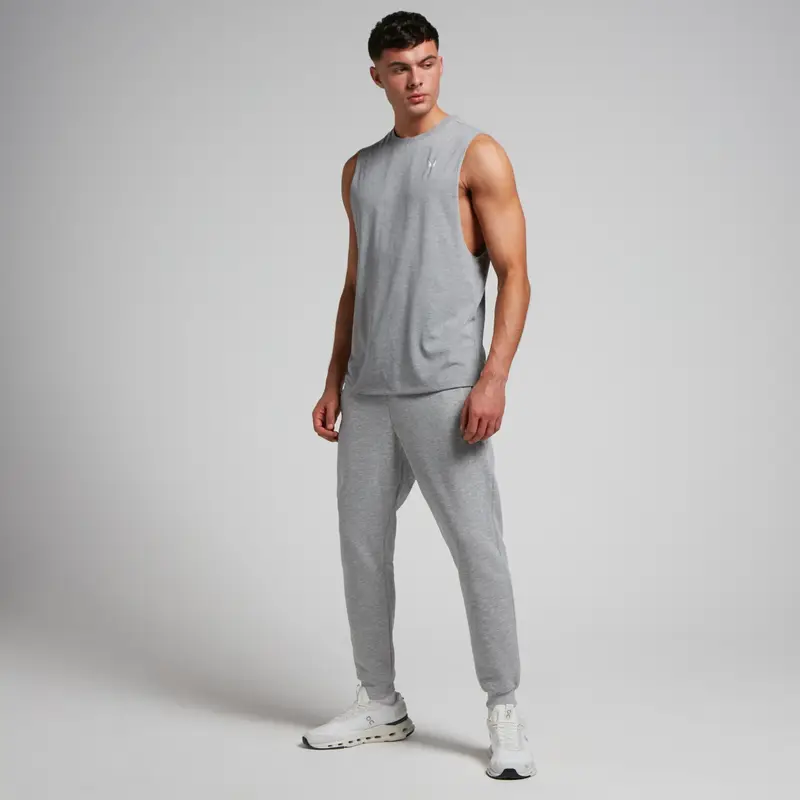 Canotta con giromanica ampio MP Rest Day da uomo - Grigio mélange miniatura 3