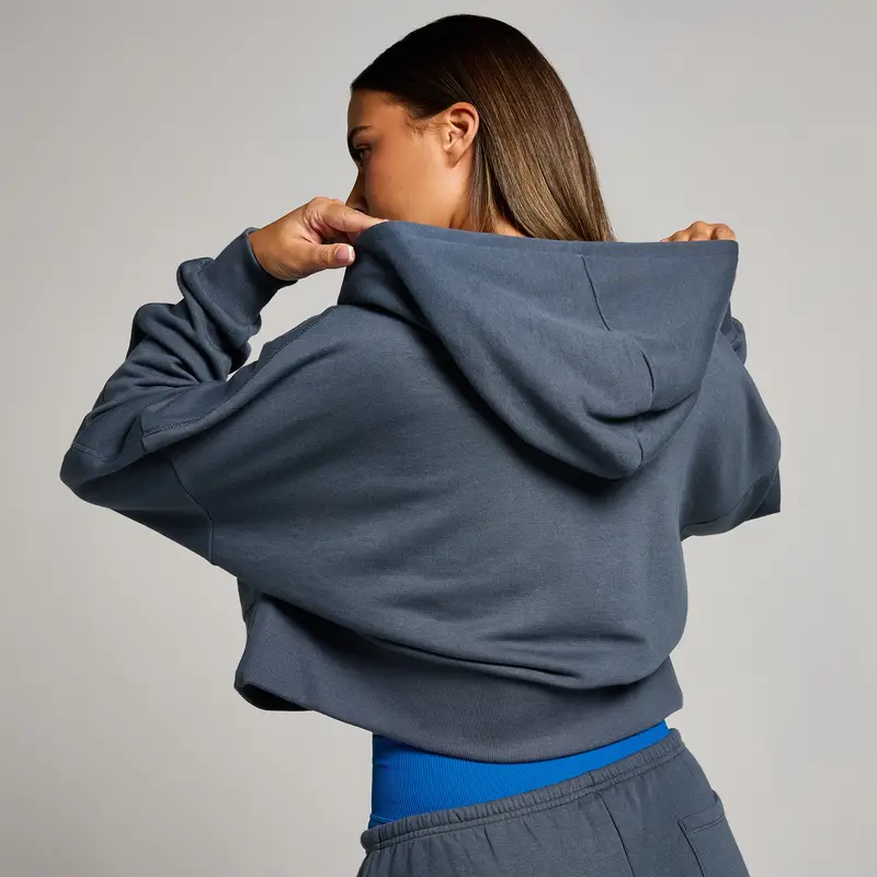 Felpa crop con cappuccio e cerniera integrale MP Tempo da donna - Mezzanotte Blu miniatura 2