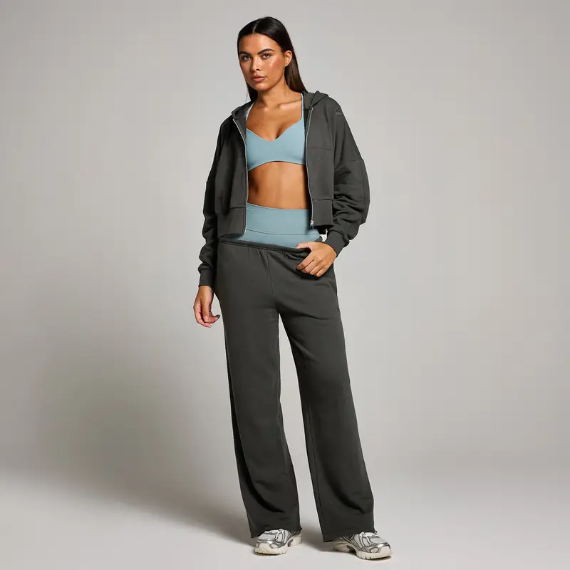 Felpa crop con cappuccio e cerniera MP Tempo da donna - Grigio notte miniatura 3