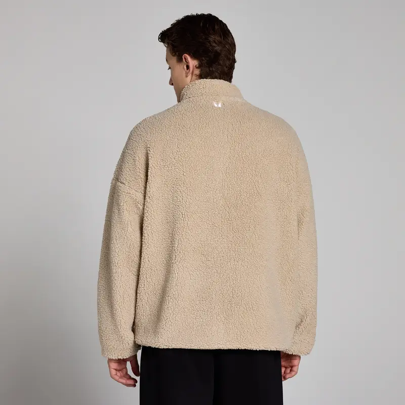 Giacca con cerniera integrale borg MP da uomo - Avena Crema miniatura 2