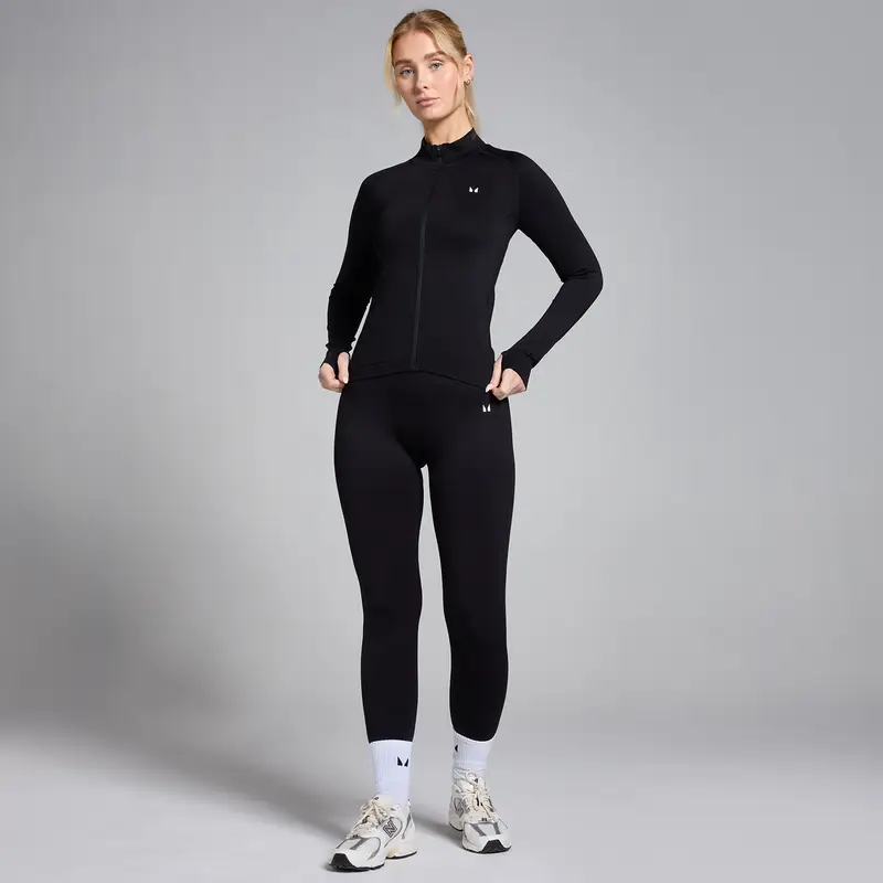 Giacca senza cuciture con cerniera integrale MP Shape da donna - Nero miniatura 3