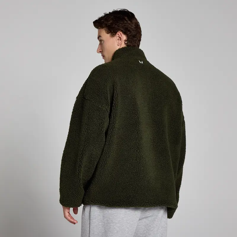 Maglia con cerniera integrale borg MP da uomo - Verde foresta miniatura 2