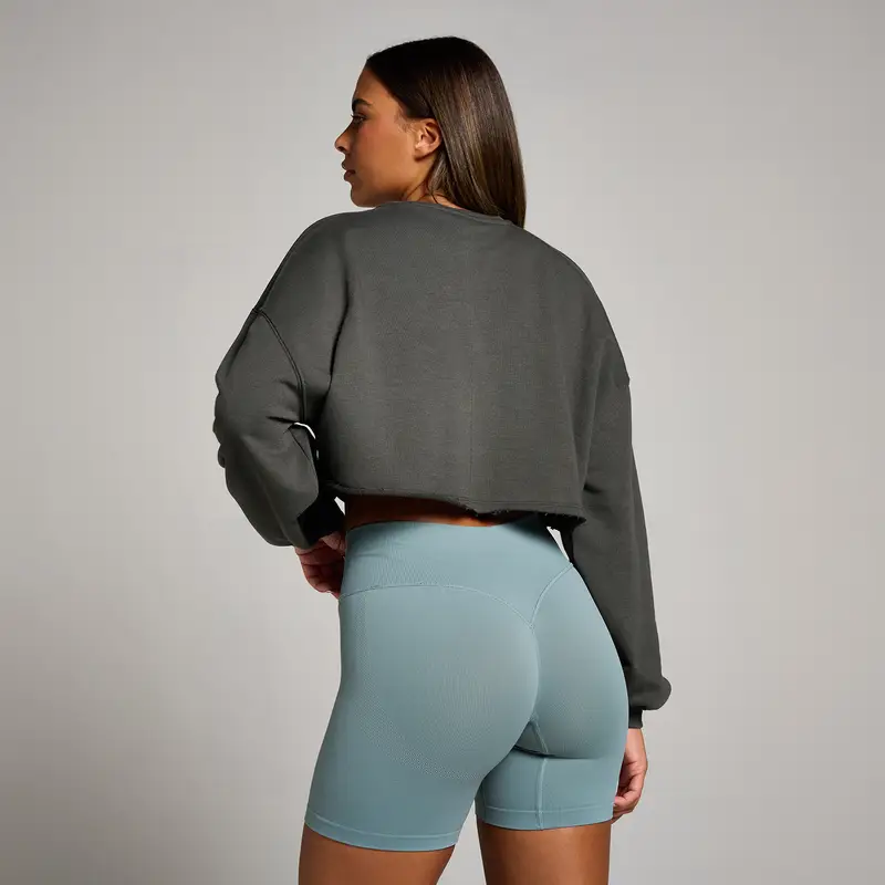 Maglia crop a maniche lunghe taglio rilassato Tempo MP da donna - Grigio notte miniatura 2