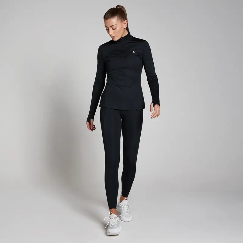 Maglia sportiva con cerniera 1/4 MP da donna - Nera Nero miniatura 3