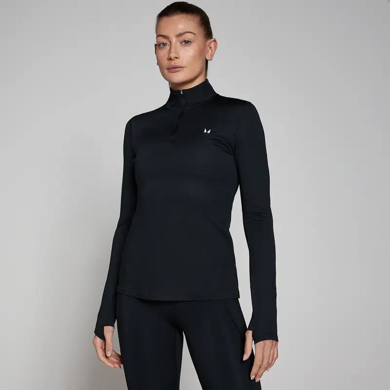 Maglia sportiva con cerniera 1/4 MP da donna - Nera Nero