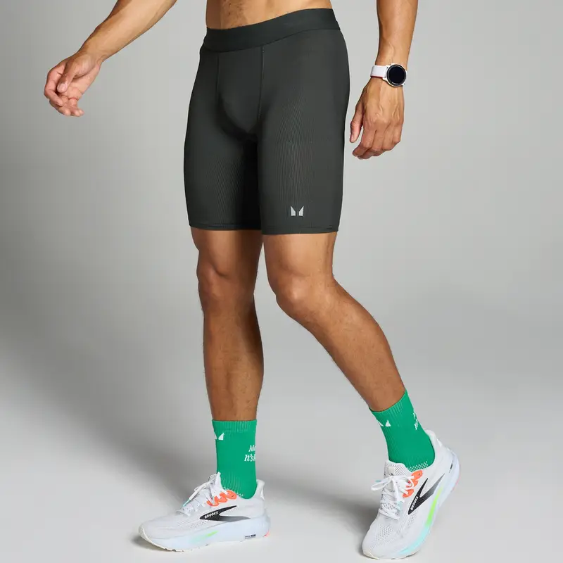 Pantaloncini attillati a contrasto a costine MP Velocity Ultra da uomo - Nero