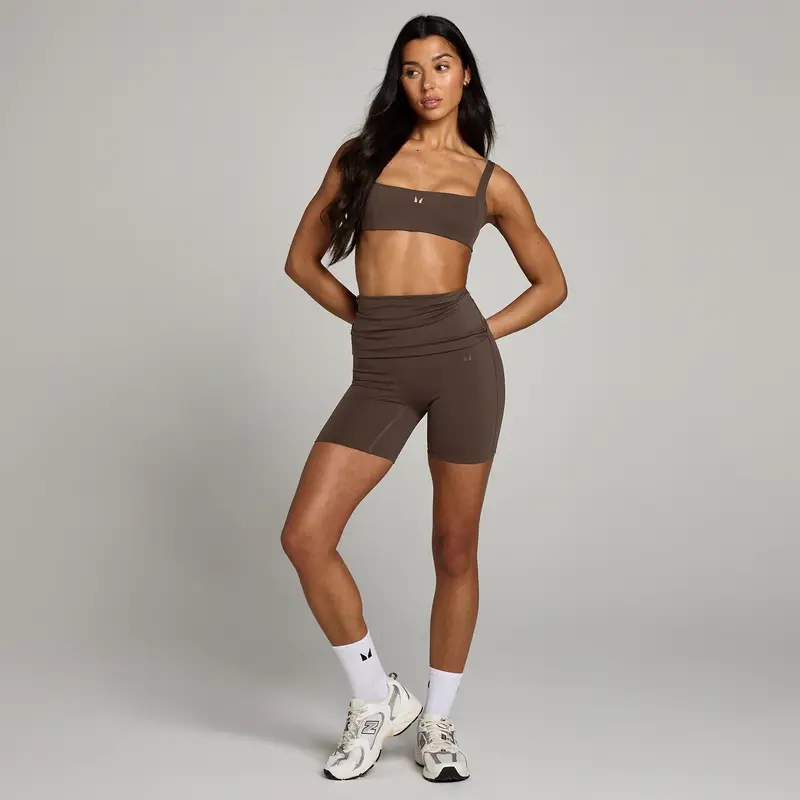 Pantaloncini con vita ripiegata MP Studio da donna - Cioccolato Marrone miniatura 3