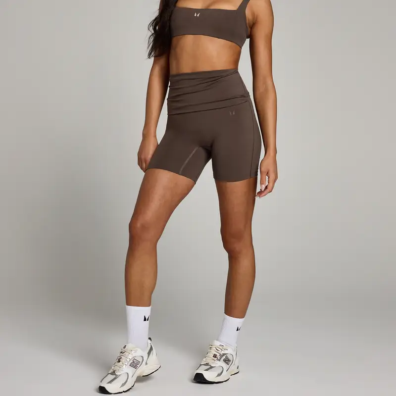 Pantaloncini con vita ripiegata MP Studio da donna - Cioccolato Marrone