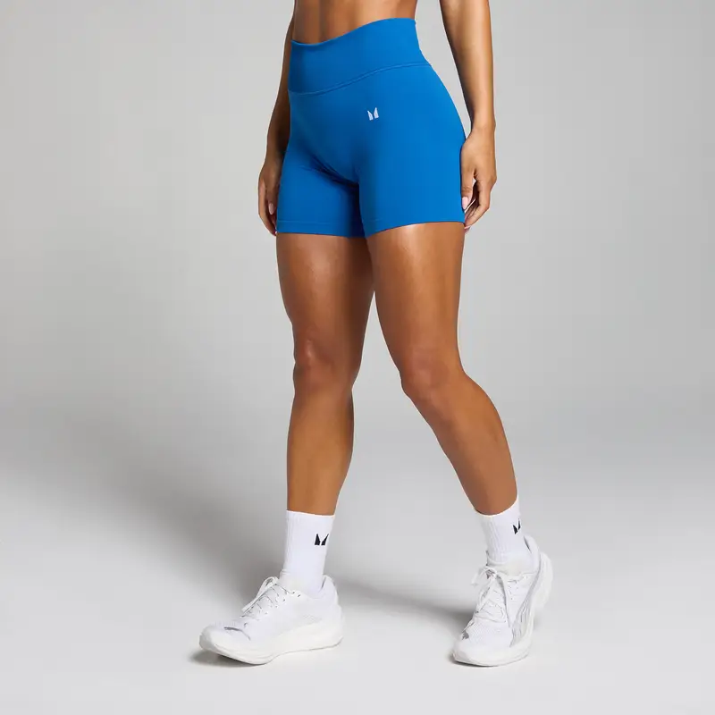 Pantaloncini senza cuciture a vita media MP Tempo da donna - Azzurro intenso Blu