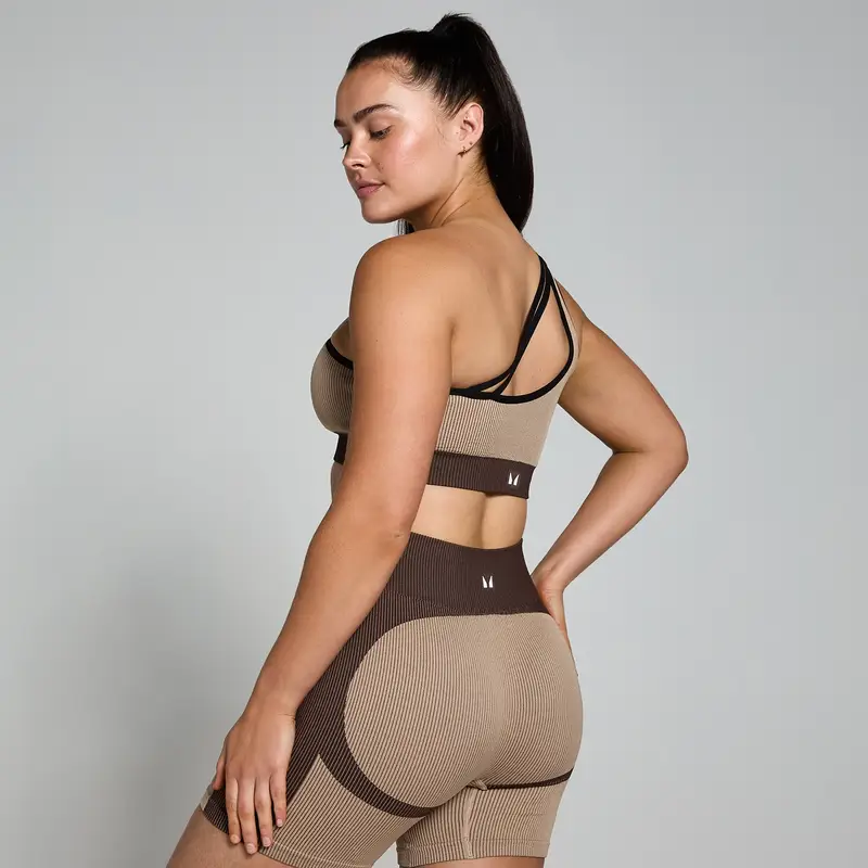 Reggiseno a costine a contrasto senza cuciture MP - Cashmere / Espresso Grigio miniatura 2