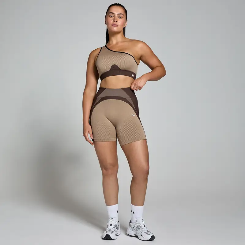 Reggiseno a costine a contrasto senza cuciture MP - Cashmere / Espresso Grigio miniatura 3