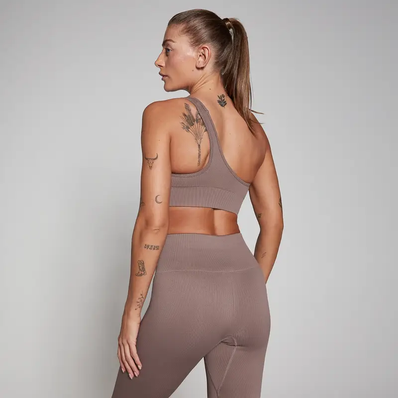 Reggiseno asimmetrico a costine senza cuciture MP Tempo - Nocciola Marrone miniatura 2