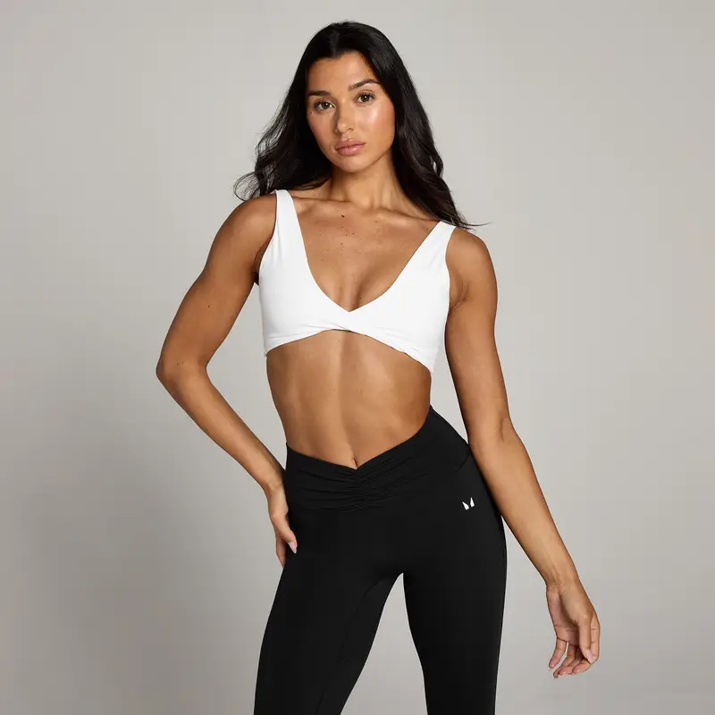 Reggiseno sportivo con incrocio frontale MP Tempo - Bianco