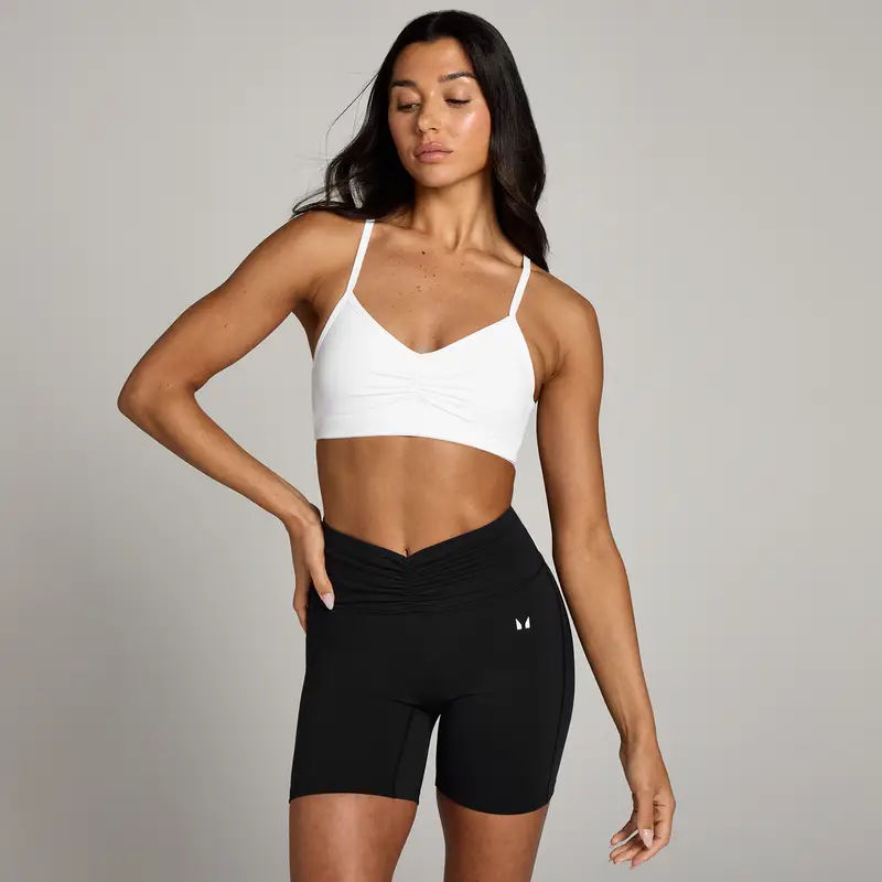 Reggiseno sportivo con rouches frontali MP Tempo - Bianco