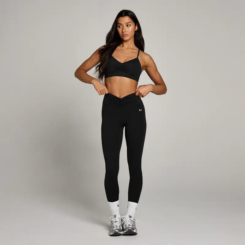 Reggiseno sportivo con rouches frontali MP Tempo - Nero miniatura 3