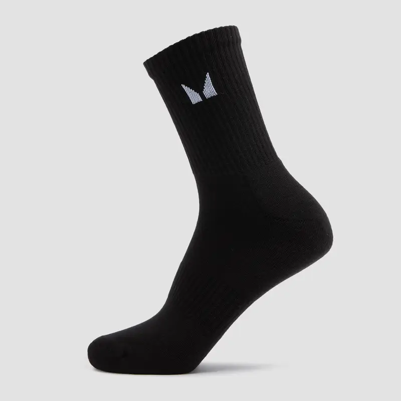 Unisex Crew Socks (3 Pack) - Black - UK 8 Nero miniatura 2