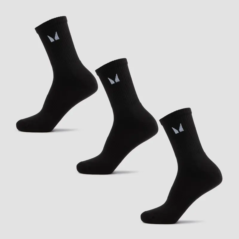 Unisex Crew Socks (3 Pack) - Black - UK 8 Nero
