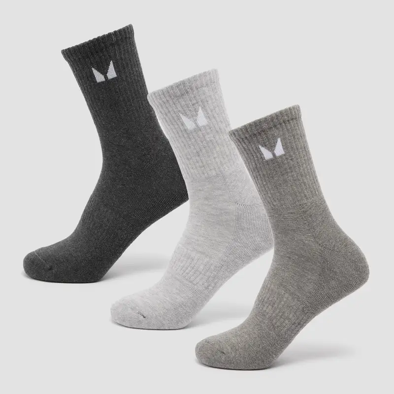MP Unisex Crew Socks (3 Pack) - Grey - UK 12-14