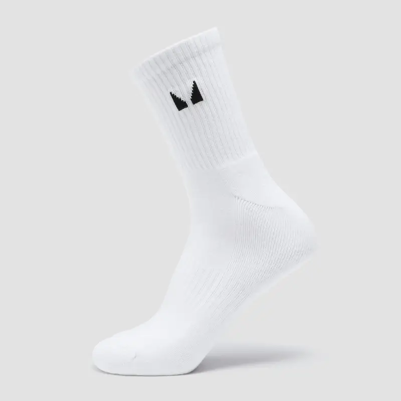 Unisex Crew Socks (3 Pack) - White/Black/Grey Marl - UK 8 Nero miniatura 2