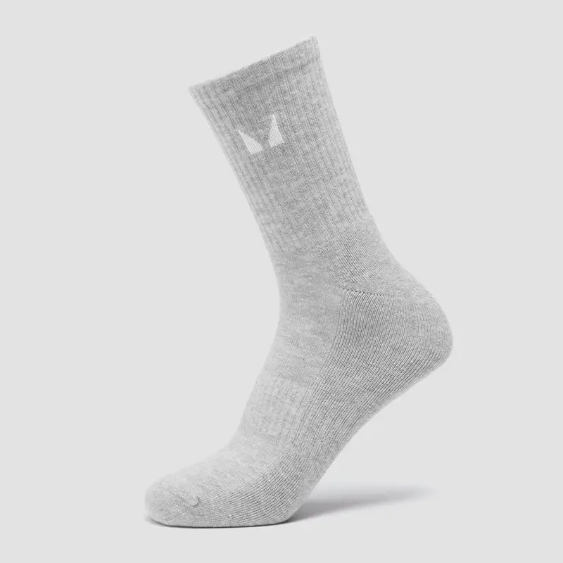 Unisex Crew Socks (3 Pack) - White/Black/Grey Marl - UK 8 Nero miniatura 3