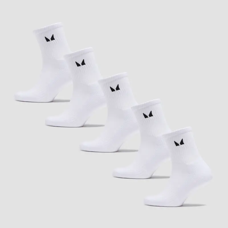 MP Unisex Crew Socks (5 Pack) - White - UK 9-11 miniatura 3