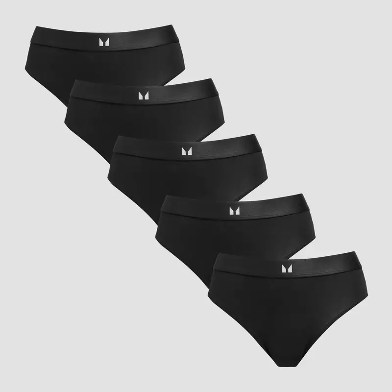 Women's Mid Rise Bikini Brief (5 Pack) - Black Nero