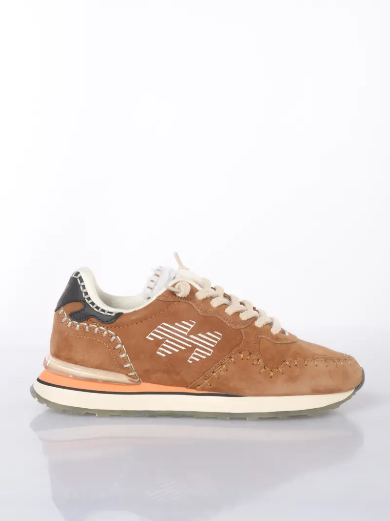 sneaker da donna Mrp Star in vera pelle con inserti MARRON
