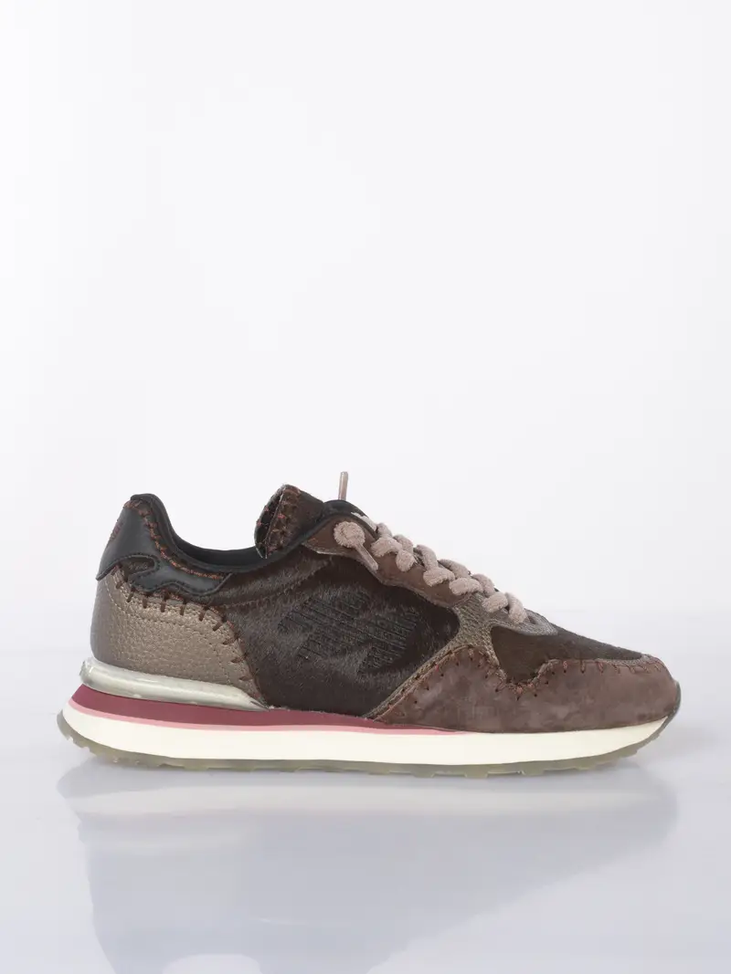 sneaker da donna Mrp Star in vera pelle con inserti MARRON