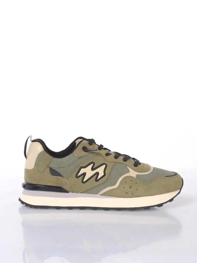 sneaker da uomo Mrp Star in vera pelle con inserti Verde