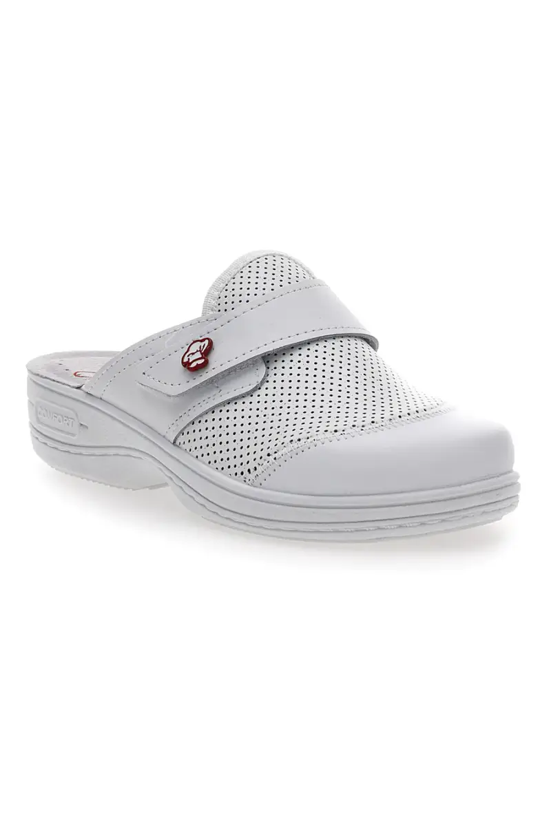 Ciabatte Da Lavoro Bianche In Vera Pelle Mrs Chef 1568 [BIANCO] miniatura 2