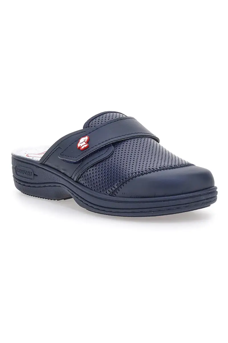 Ciabatte Da Lavoro Blu Vera Pelle Made In Italy Mrs Chef 1568 [BLUE] miniatura 2