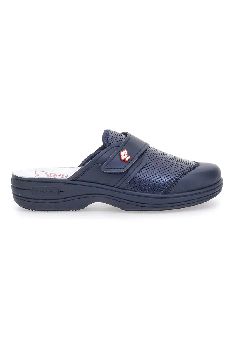 Ciabatte Da Lavoro Blu Vera Pelle Made In Italy Mrs Chef 1568 [BLUE]