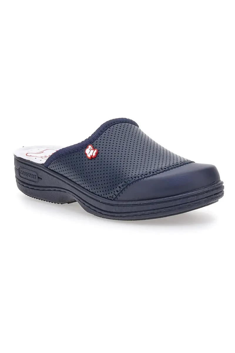 Ciabatte Da Lavoro Blu Vera Pelle Made In Italy Mrs Chef 553 [BLUE] miniatura 2