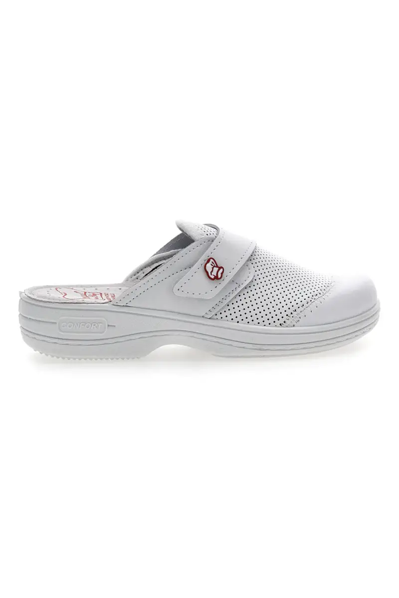 Ciabatte Da Lavoro Vera Pelle Bianche Mrs Chef 1568 [BIANCO]
