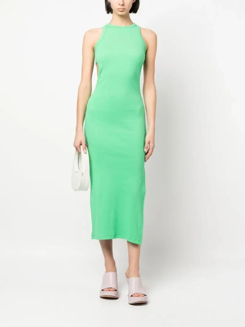 Abito lungo verde cut-out laterali miniatura 2