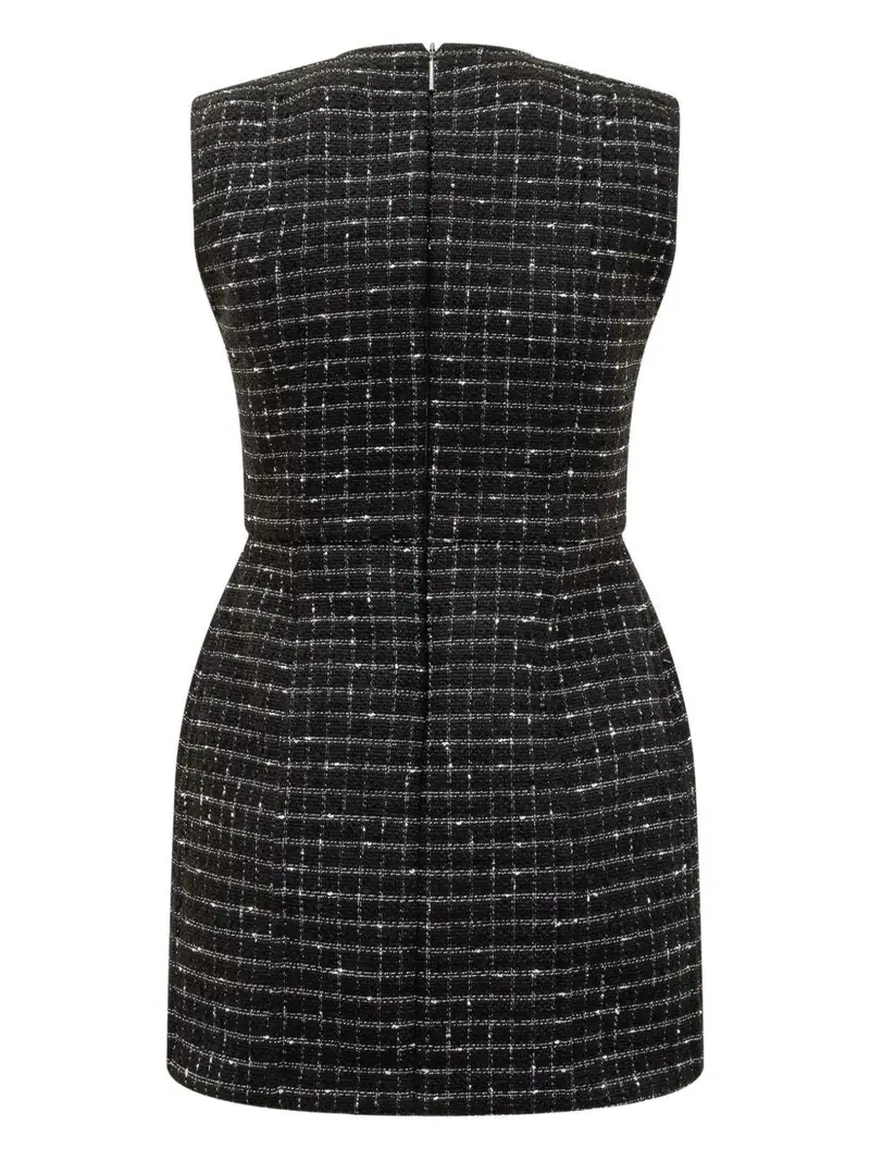 Abito nero a quadri senza maniche miniatura 3