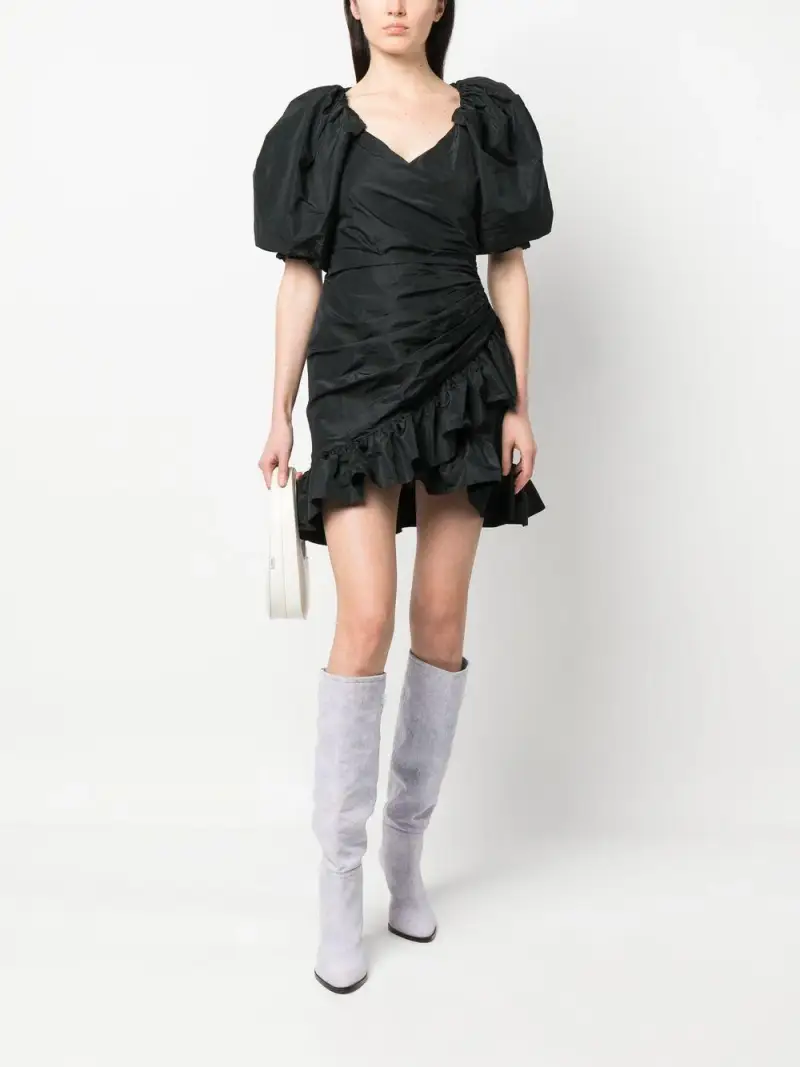 Abito nero con ruches miniatura 3