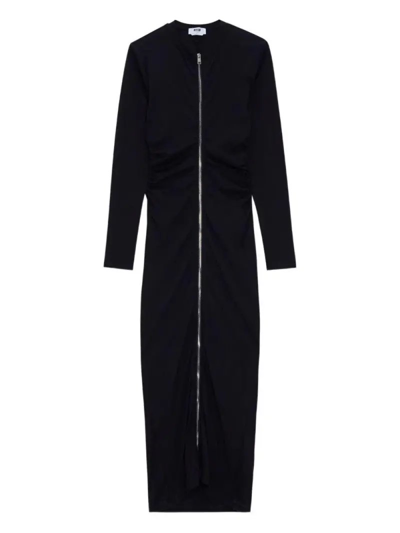 Abito nero lungo con zip frontale