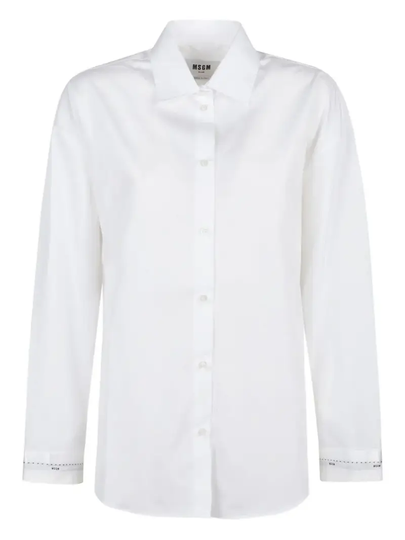 Camicia bianca con logo sui polsini Bianco