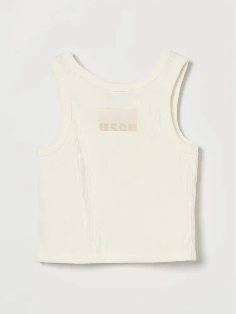 Msgm canotta bianca bambina logo sul davanti miniatura 2