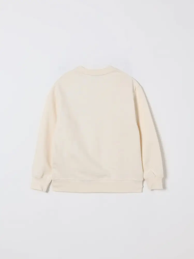 felpa crema bambina in cotone girocollo logo a contrasto miniatura 2