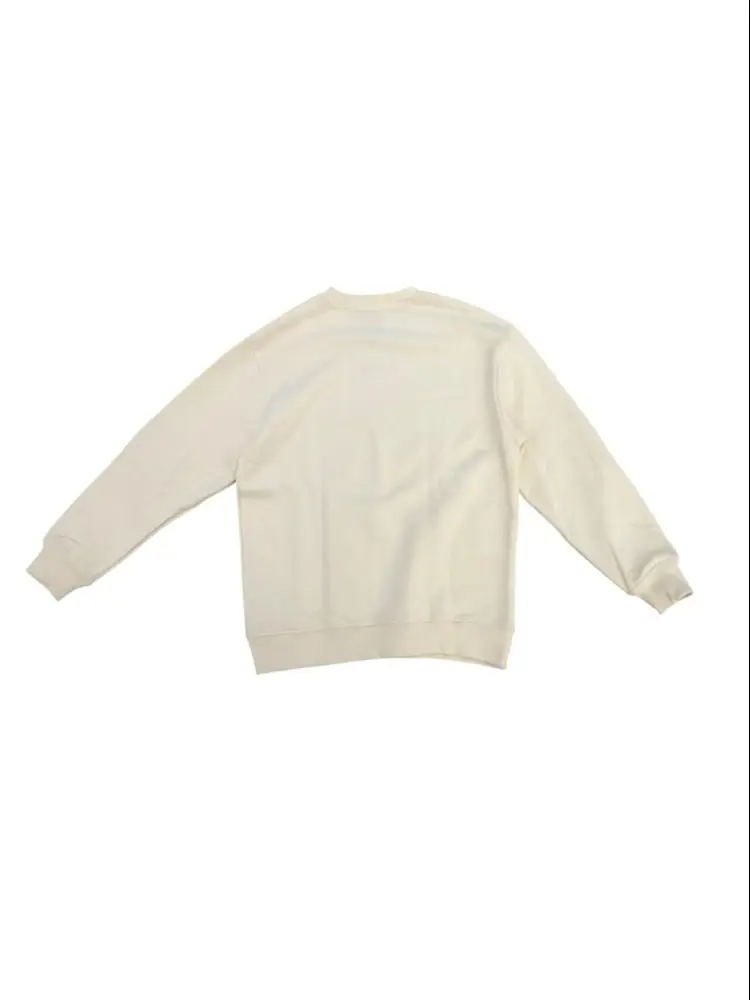 felpa crema bambina in cotone girocollo logo a contrasto miniatura 2