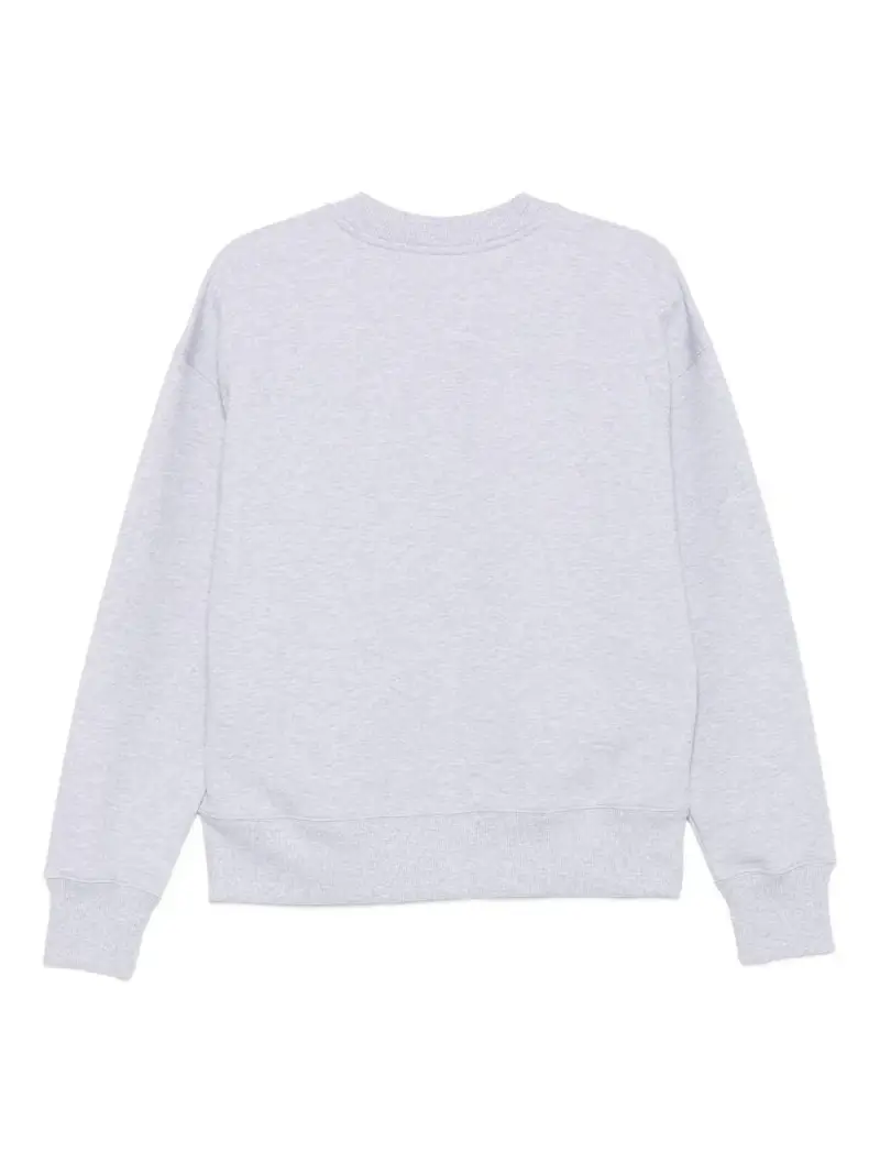 Felpa grigia in cotone con logo ricamato Grigio miniatura 3