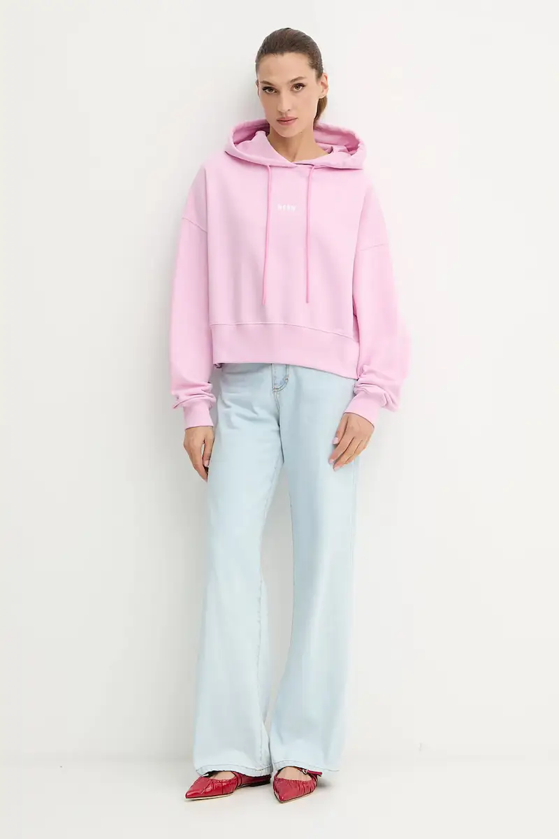 felpa in cotone donna colore rosa con cappuccio 3941MDM509.257799 miniatura 2