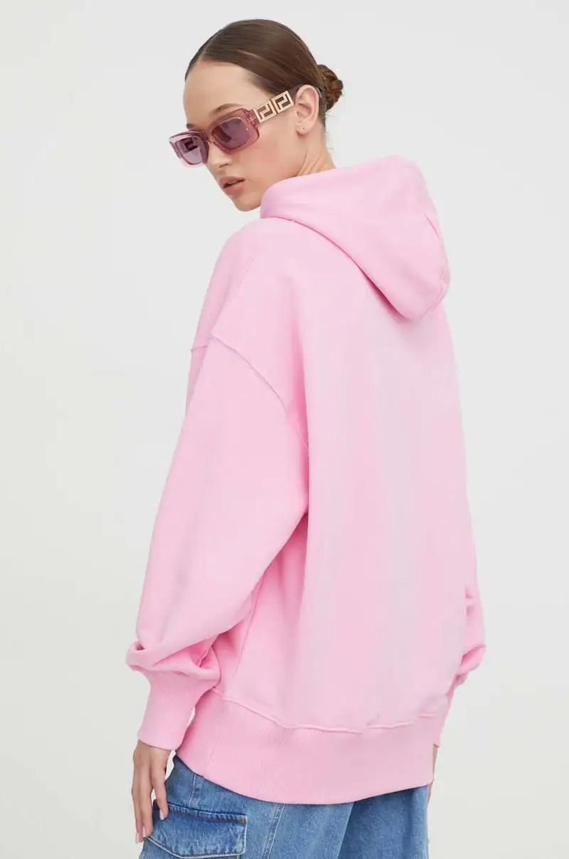 felpa in cotone donna colore rosa con cappuccio miniatura 3