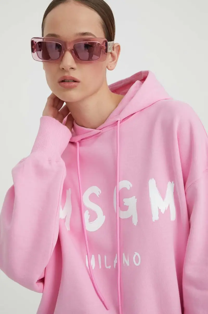 felpa in cotone donna colore rosa con cappuccio miniatura 4